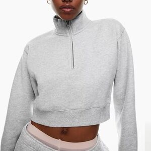 TNA Aritzia 1/4 Zip Up Heather Light Grey Small SZ XS
